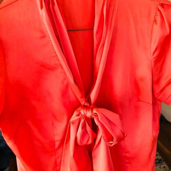 Orange Front Bow Festive Blouse - Picture 8 of 11